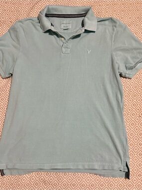American Eagle Outfitters Men's Light Aqua Polo
